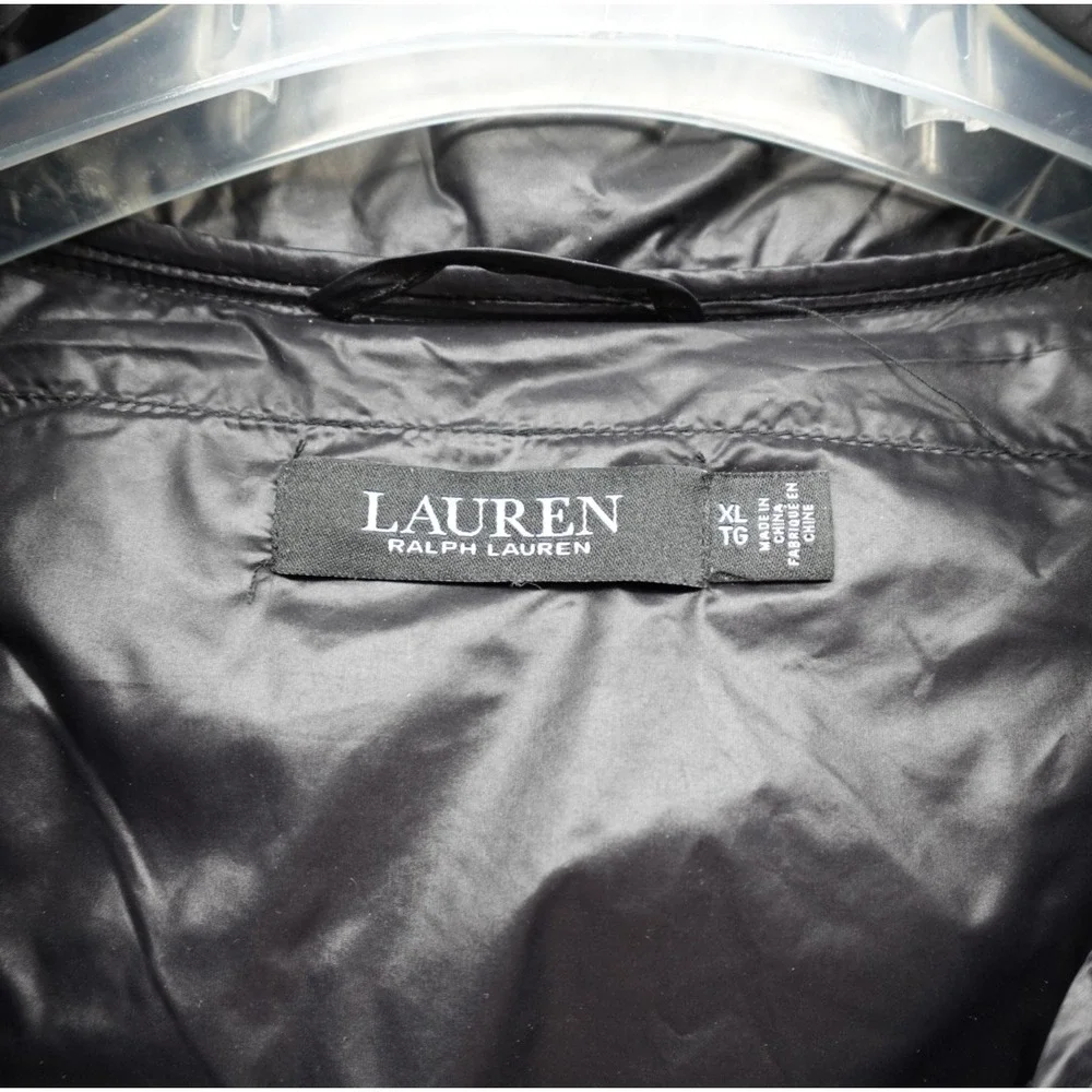Lauren Ralph Lauren Womens Black Diamond Quilted Down Puffer Coat Hooded XL - Picture 2 of 11